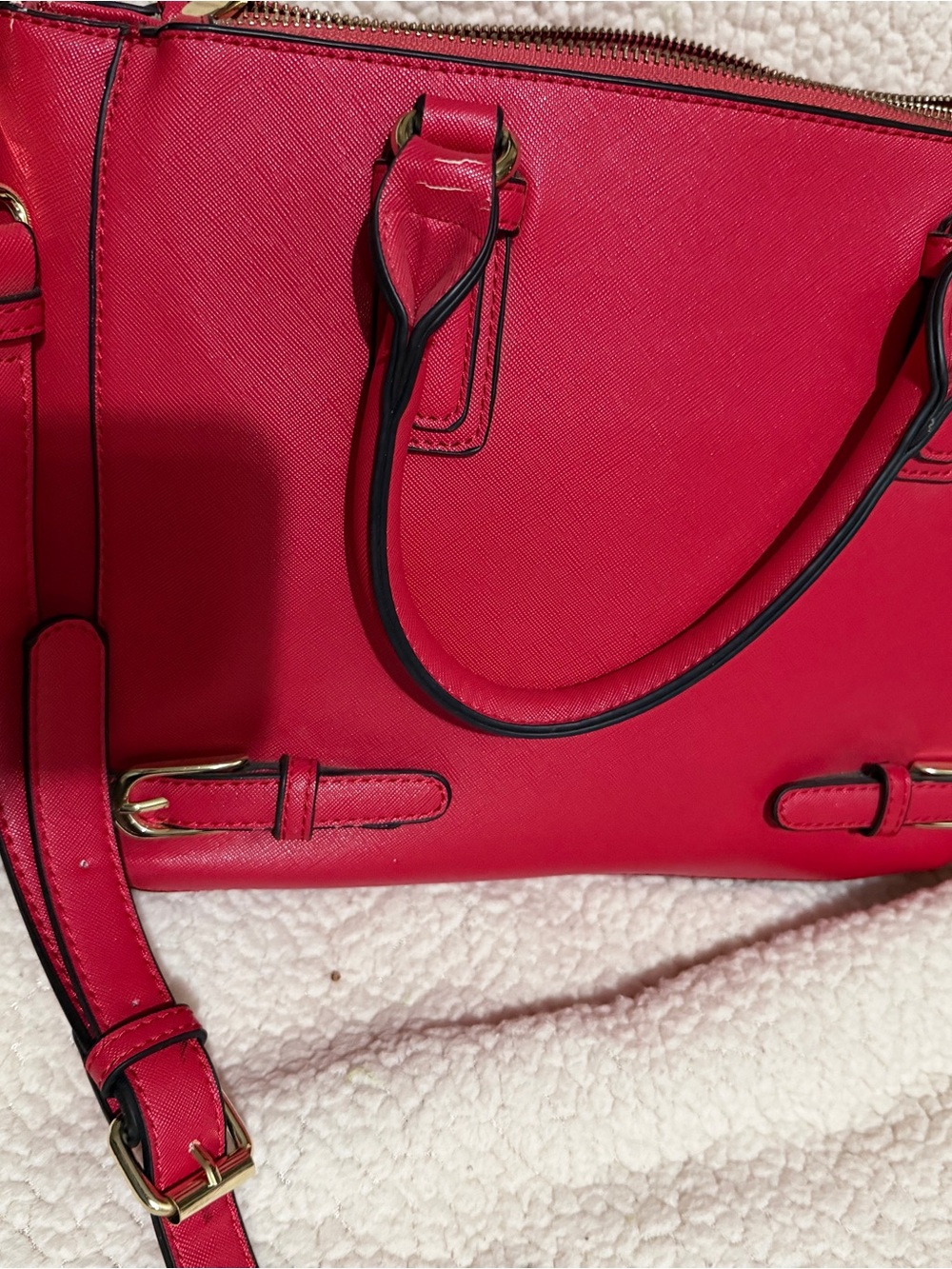 Vintage Red Satchel with Gold Hardware